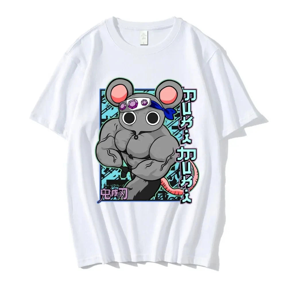 Camiseta de Manga divertida para hombre y mujer camisa Unisex de algodn con estampado de Muki Demon Slayer Uzui Tengen Muki Gym