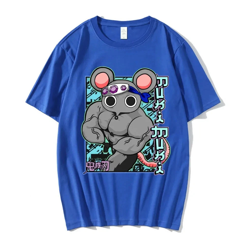 Camiseta de Manga divertida para hombre y mujer camisa Unisex de algodn con estampado de Muki Demon Slayer Uzui Tengen Muki Gym