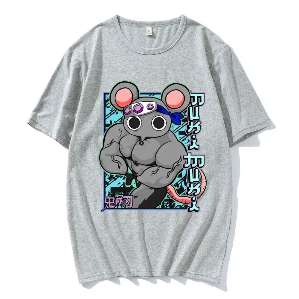 Camiseta de Manga divertida para hombre y mujer camisa Unisex de algodn con estampado de Muki Demon Slayer Uzui Tengen Muki Gym