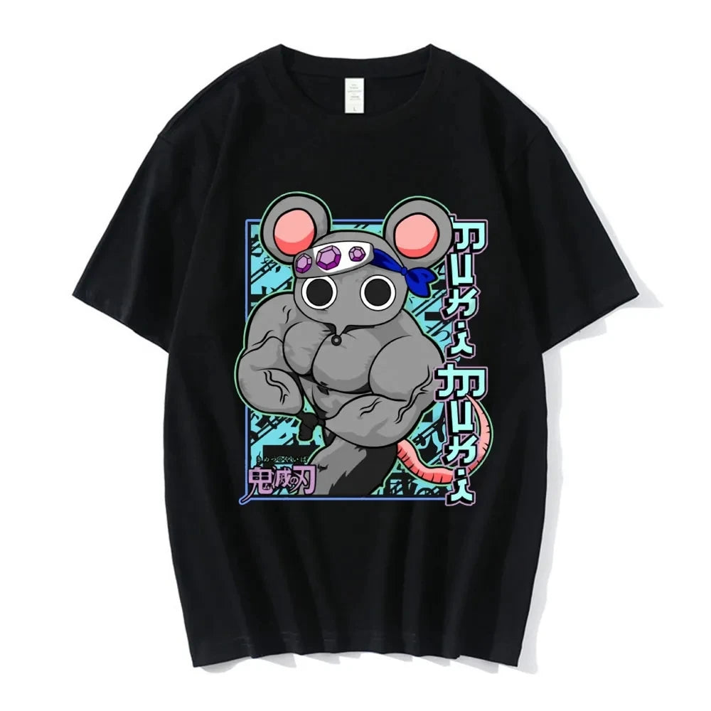 Camiseta de Manga divertida para hombre y mujer camisa Unisex de algodn con estampado de Muki Demon Slayer Uzui Tengen Muki Gym