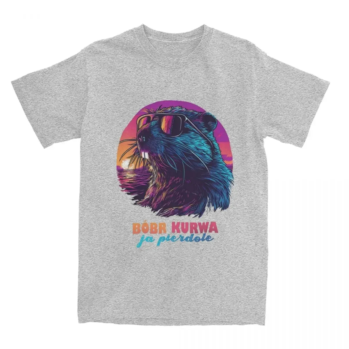 Couple T Shirt Synthwave Polish Beaver Meme Bobr Bober Kurwa TShirts Novelty Summer Tee Shirt Streetwear Design Cotton Tops