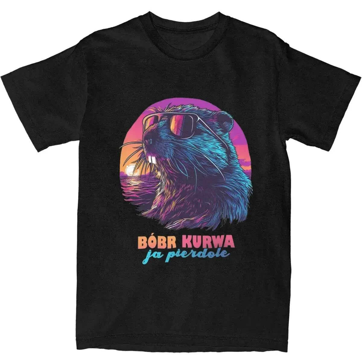 Couple T Shirt Synthwave Polish Beaver Meme Bobr Bober Kurwa TShirts Novelty Summer Tee Shirt Streetwear Design Cotton Tops