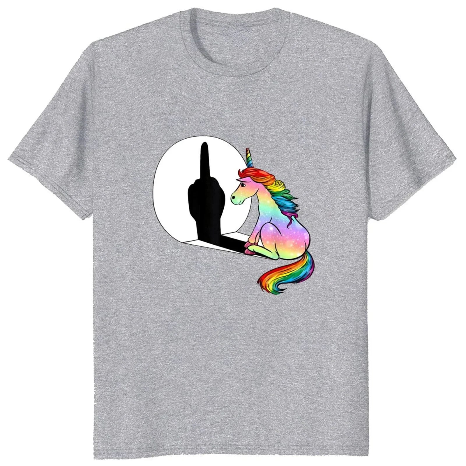 Unicorn Middle Finger Fxk T Shirt Women Mens TShirt 100 Cotton Streetwear Tshirts Anime Clothes Four Seasons