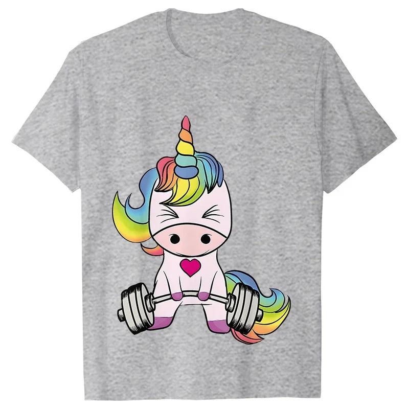 Unicorn Gym Shirts for Women Unicorn Weightlifting Tshirts Trainer Fitness Workout Tshirts Summer Fashion T Shirt for Women